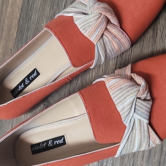 Violet & Red Season orange fabric loafers size 10M - Picture 3 of 10